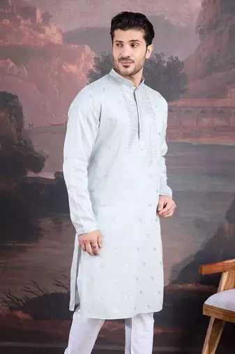 Men's stylish premium grey woven kurta