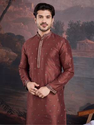 Men's stylish & designer red woven kurta  1
