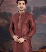 Men's stylish & designer red woven kurta 
