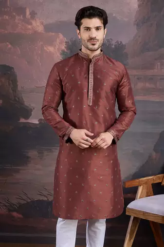 Men's stylish & designer red woven kurta 