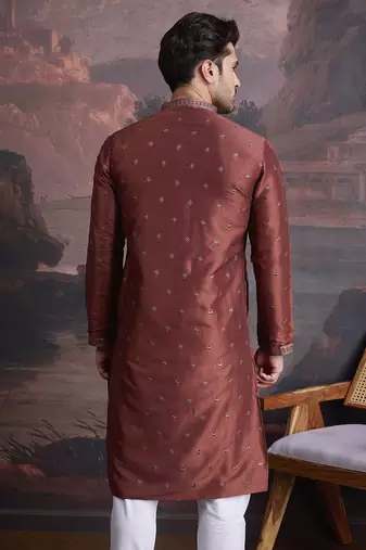 Men's stylish & designer red woven kurta 