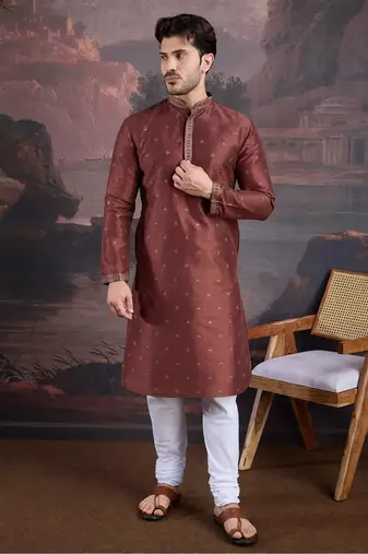 Men's stylish & designer red woven kurta 