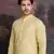 men's cotton chikankari stylish kurta in light yellow
