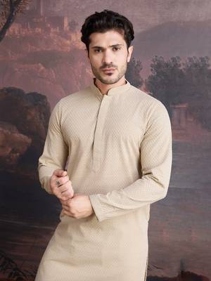 men's cotton chikankari stylish kurta  1