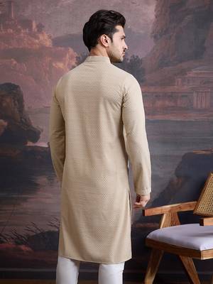 men's cotton chikankari stylish kurta  3