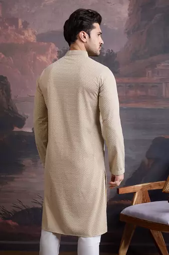 men's cotton chikankari stylish kurta 