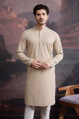 men's cotton chikankari stylish kurta 