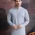 men's cotton chikankari embroidered  kurta  in grey
