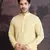 men's cotton chikankari embroidered  kurta  in light yellow