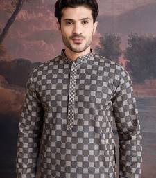 men's cotton chikankari stylish kurta  in black