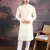 Men's stylish & designer cream white woven kurta set