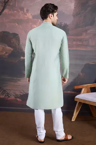 Men's stylish & designer light green woven kurta set