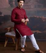 Men's stylish & designer maroon woven kurta set