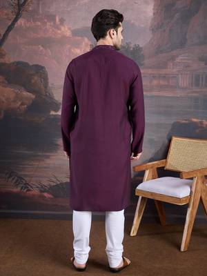 Men's stylish & designer purple woven kurta set 2