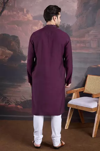 Men's stylish & designer purple woven kurta set