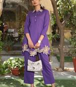 purple embroidery co-ord set