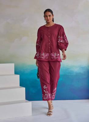 cherry embroidery co-ord set 1