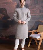 Men's stylish & designer grey woven kurta set
