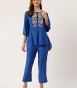 cyan embroidered co-ord set