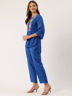 cyan embroidered co-ord set 2