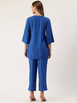 cyan embroidered co-ord set 3