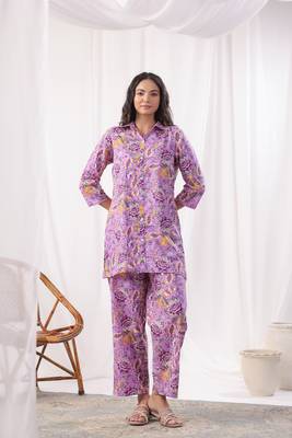 purple cotton co-ord set 1
