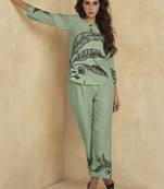 happy green embroidery co-ord set