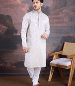 Men's stylish premium grey woven kurta set