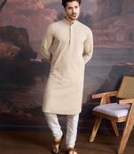 men's cotton chikankari stylish kurta set