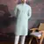 men's cotton chikankari stylish kurta set in light green