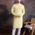 men's cotton chikankari embroidered  kurta set in light yellow