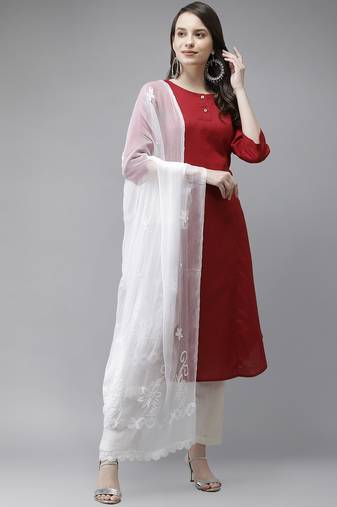 Hand Embroidered White Chiffon Lucknowi Chikankari Dupatta