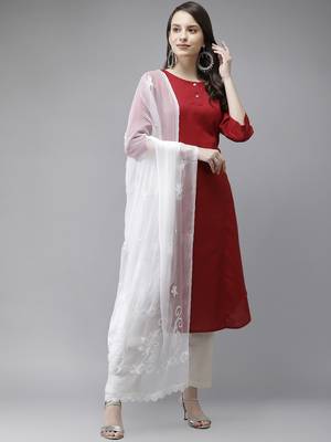 Hand Embroidered White Chiffon Lucknowi Chikankari Dupatta 1