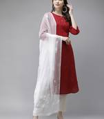 Hand Embroidered White Chiffon Lucknowi Chikankari Dupatta