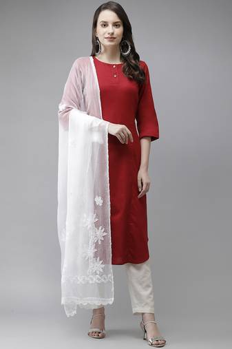 Hand Embroidered White Chiffon Lucknowi Chikankari Dupatta
