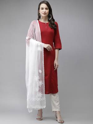 Hand Embroidered White Chiffon Lucknowi Chikankari Dupatta 1