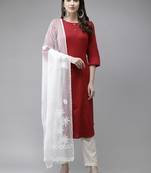 Hand Embroidered White Chiffon Lucknowi Chikankari Dupatta