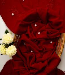 Hand Embroidered Red Viscose Georgette Lucknowi Chikankari Stole