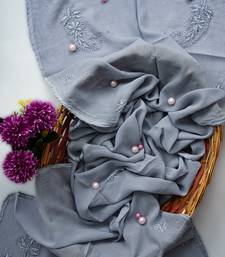 Hand Embroidered Grey Viscose Georgette Lucknowi Chikankari Dupatta