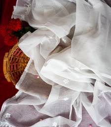 Hand Embroidered White Kota Lucknowi Chikankari Dupatta