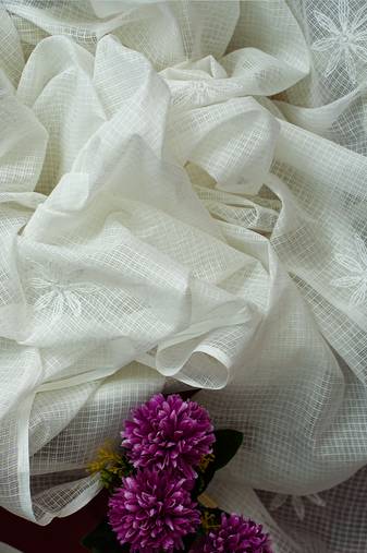 Hand Embroidered White Kota Lucknowi Chikankari Dupatta