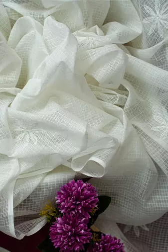 Hand Embroidered White Kota Lucknowi Chikankari Dupatta