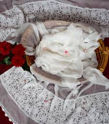 Hand Embroidered White Chiffon Lucknowi Chikankari Dupatta