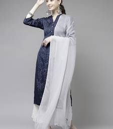 Hand Embroidered Grey Chiffon Lucknowi Dupatta