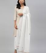 Hand Embroidered White Viscose Georgette Lucknowi Chikankari Dupatta With Gota Patti Work