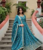 Sky blue Readymade Kurti Gharara Dupatta Collections