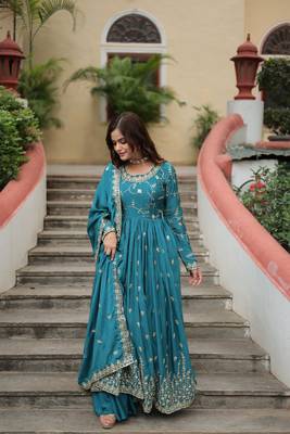 Sky blue Kurti Gharara Dupatta Collections 5