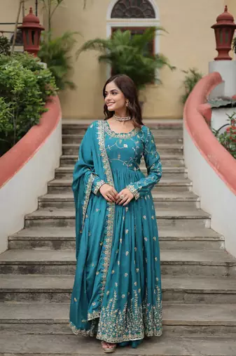 Sky blue Kurti Gharara Dupatta Collections