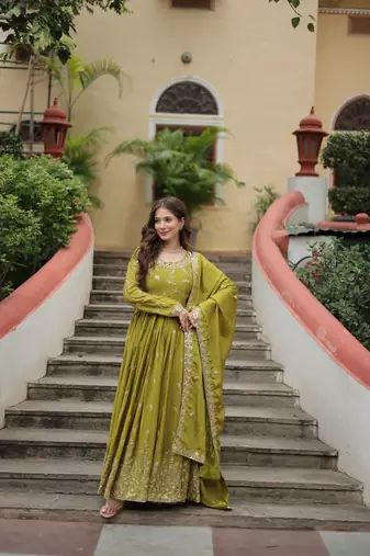 Pista green Designer Kurti Gharara Dupatta Collections