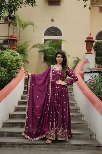 Wine Designer Kurti Gharara Dupatta Collections